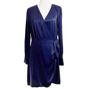 & Other Stories Blue V-Neck Long Sleeve Wrap Dress Size 10